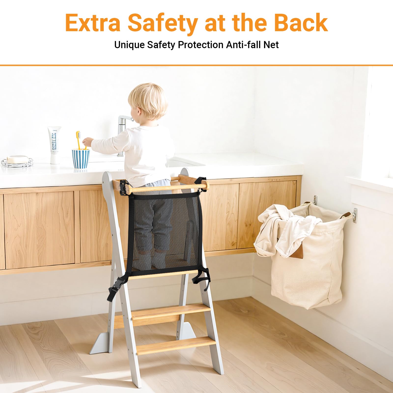 COSYLAND height-adjustable platform grows with your child for independence.