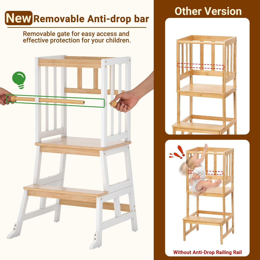 COSYLAND stool with anti-drop railing offers added safety during use.