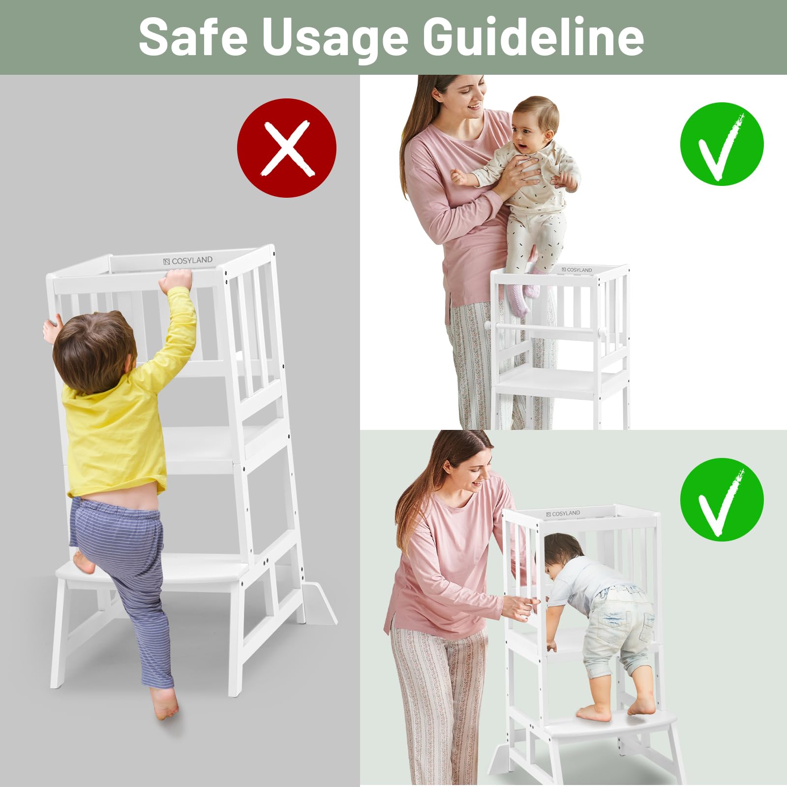COSYLAND Kids Kitchen Step Stool easy assembly saves time for busy families