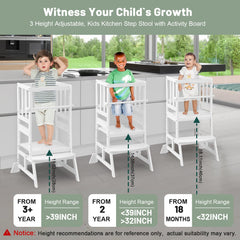 COSYLAND Kids Kitchen Step Stool height adjustment demonstrates three levels for growing children