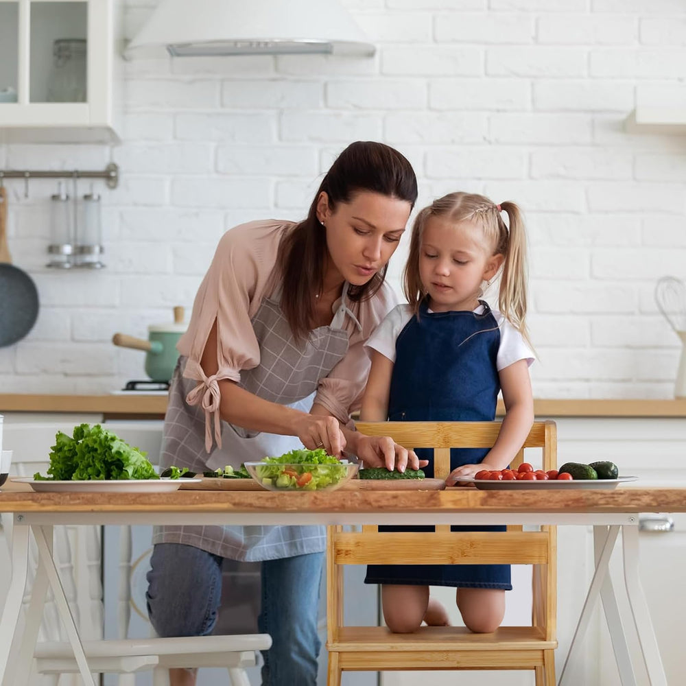 COSYLAND Kids Kitchen Step Stool with non-slip feet for secure footing.