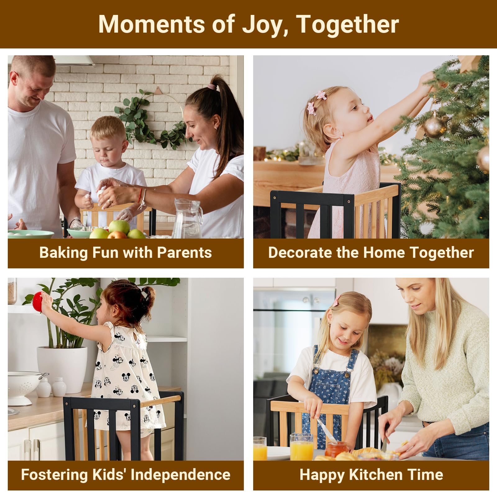 COSYLAND kids kitchen stool supports safe brushing and countertop tasks.