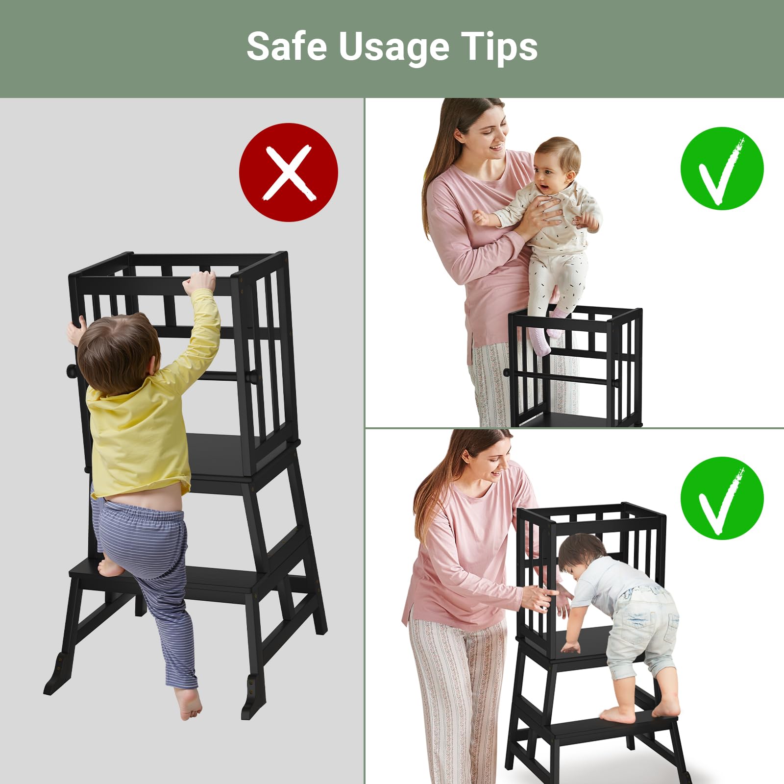 COSYLAND Kids Stool durable solid wood with a smooth child-safe finish