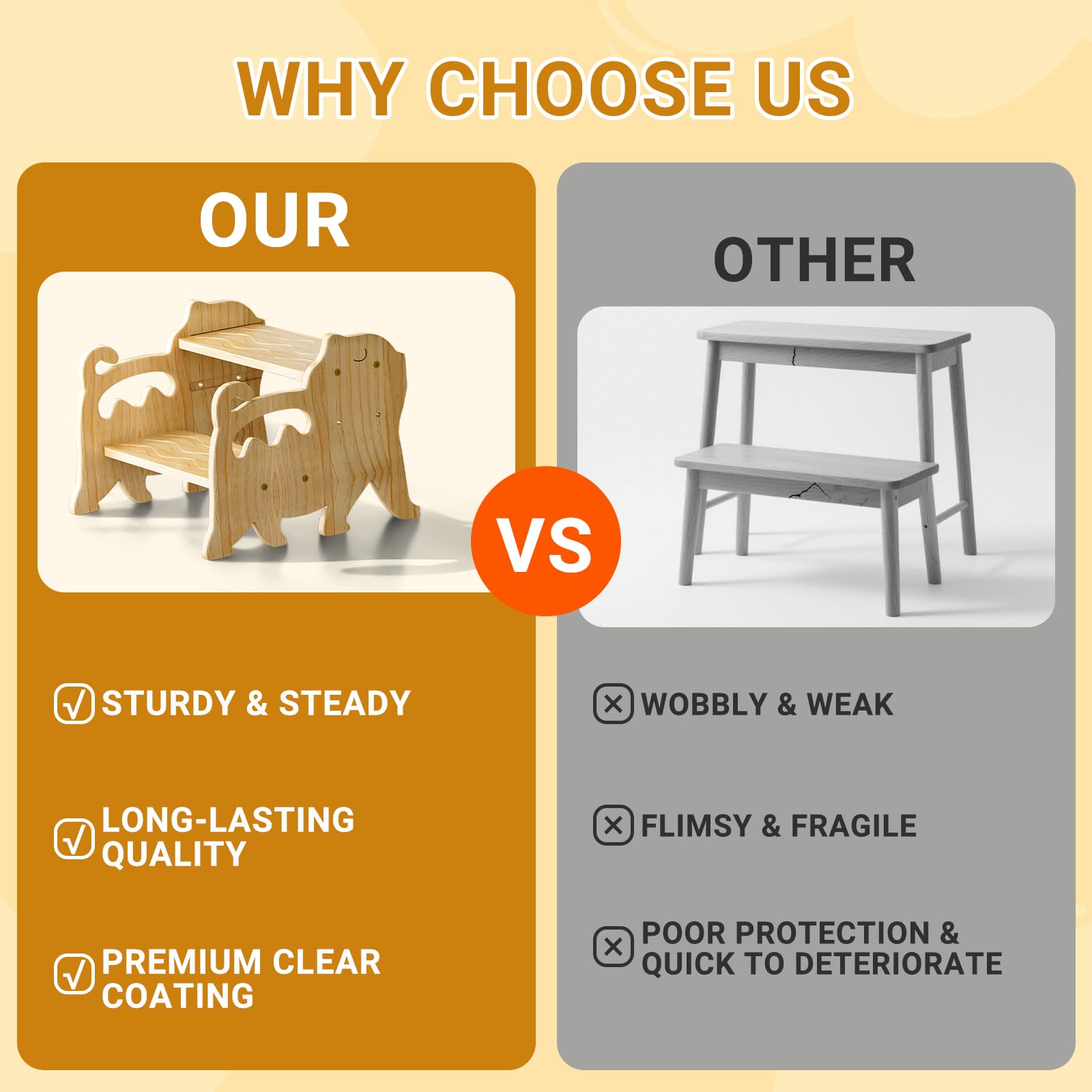 Lightweight design lets kids or parents move the stool safely.