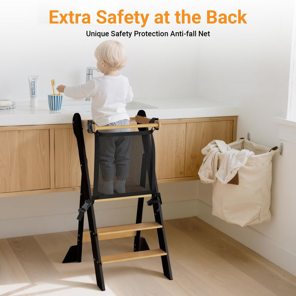 COSYLAND portable bathroom stool supports brushing teeth and grooming tasks.