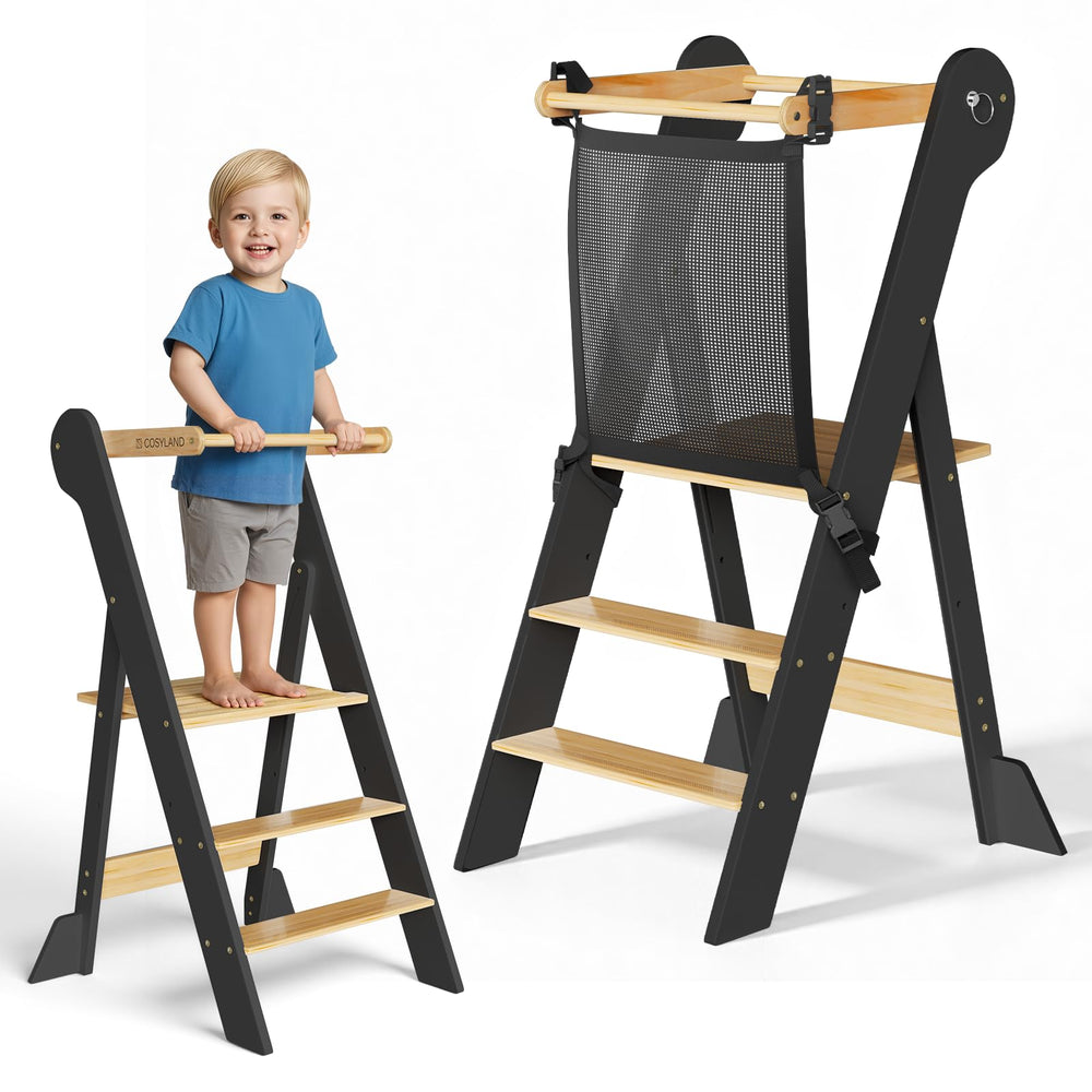 COSYLAND pre-assembled toddler kitchen-stool helper ready for instant use.