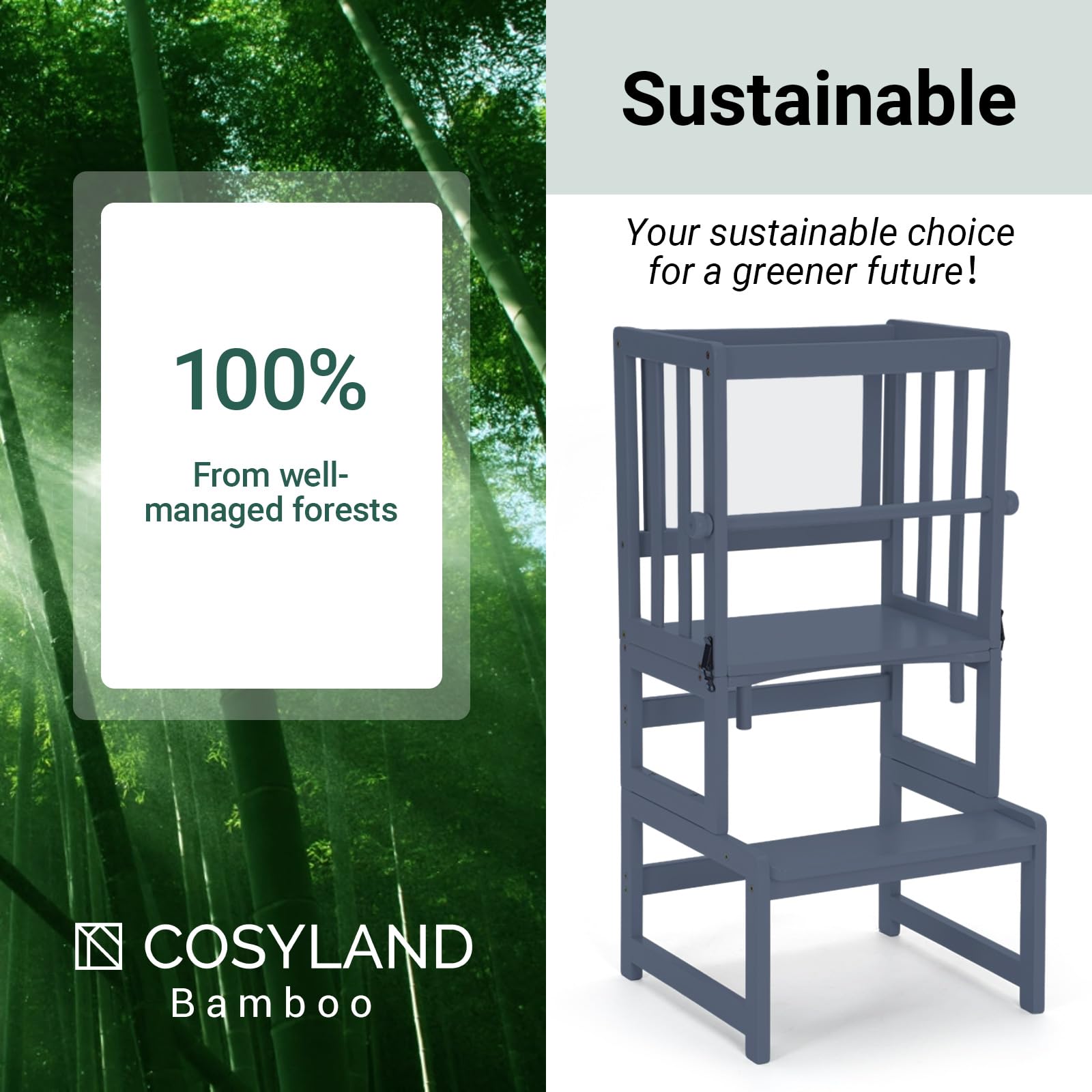 COSYLAND safety rail removable for secure, adjustable seating