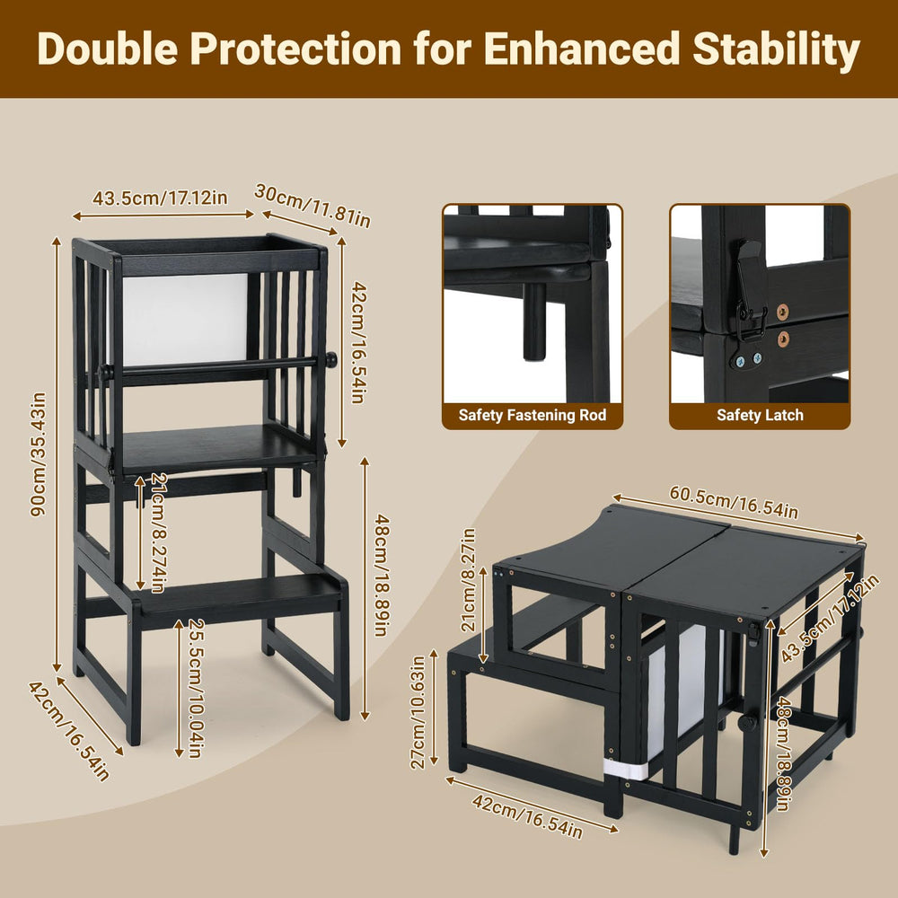 COSYLAND Toddler Kitchen Step Stool bamboo construction offers durable, natural materials