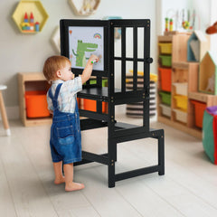 COSYLAND Toddler Kitchen Step Stool side view showing safety rail for secure standing