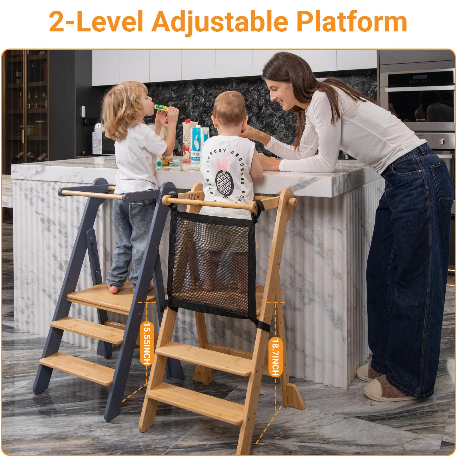 COSYLAND toddler kitchen-stool adjustable-height grows with child for different tasks