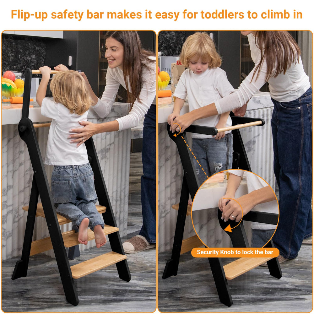 COSYLAND toddler kitchen stool at counter for helping with meals