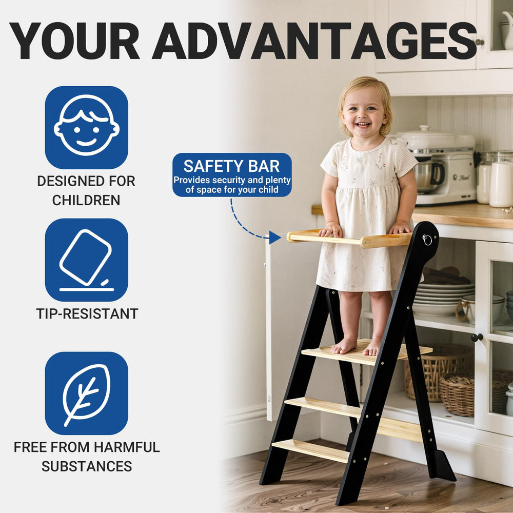 COSYLAND Toddler Kitchen Stool easy-clean surface makes cleanup quick