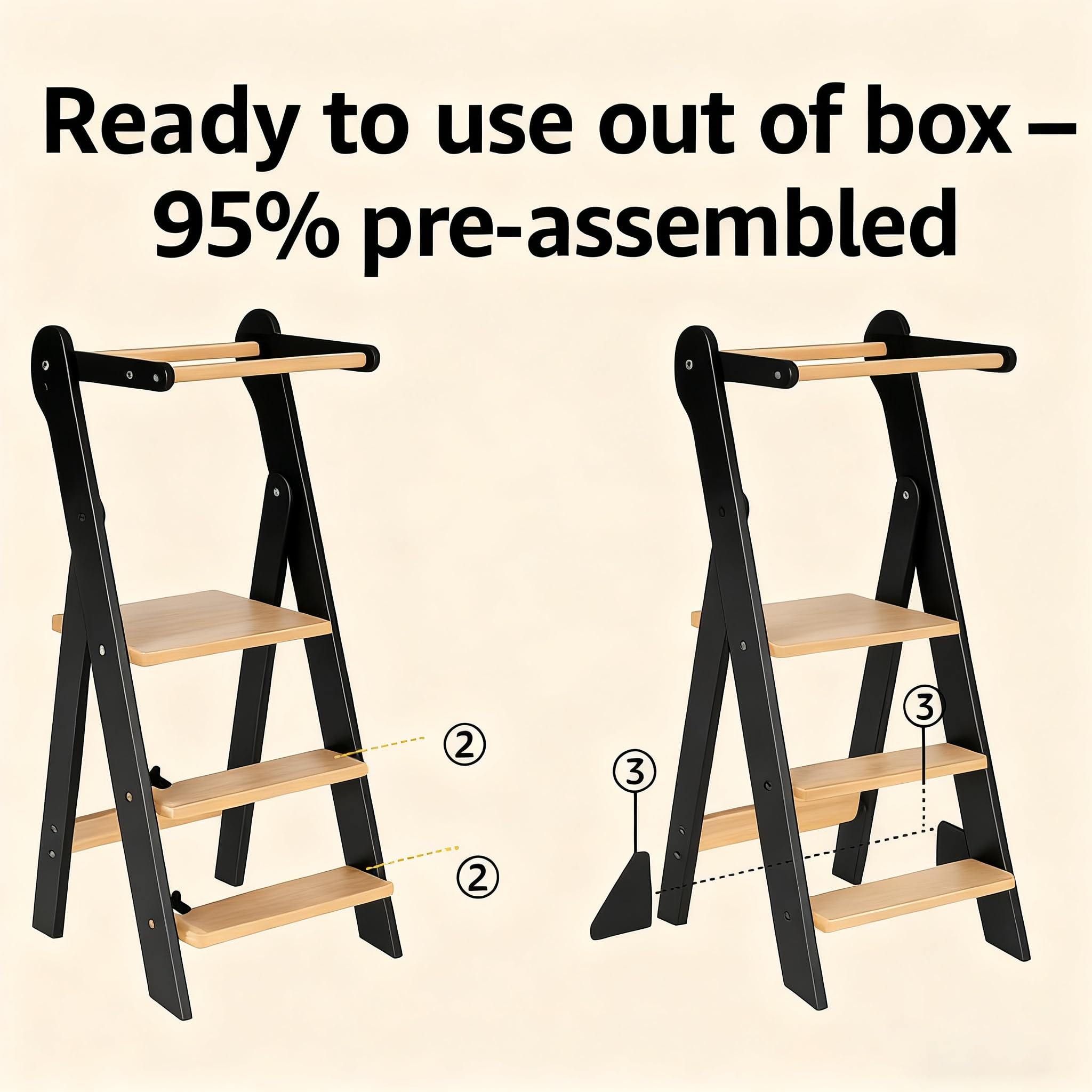 COSYLAND Toddler Kitchen Stool folded-flat for compact storage in small spaces