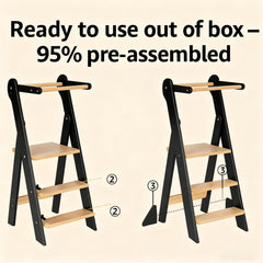 COSYLAND Toddler Kitchen Stool folded-flat for compact storage in small spaces