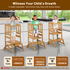 COSYLAND Standing Tower with height adjustment and clear steps for growing independence.