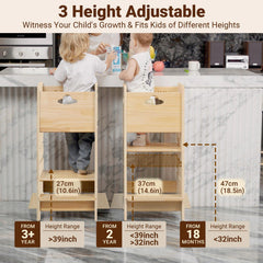 COSYLAND toddler standing tower anti-drop board provides secure sides.