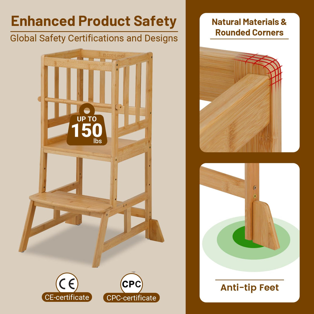 COSYLAND Natural Bamboo Tower highlights easy-install design and durable setup.