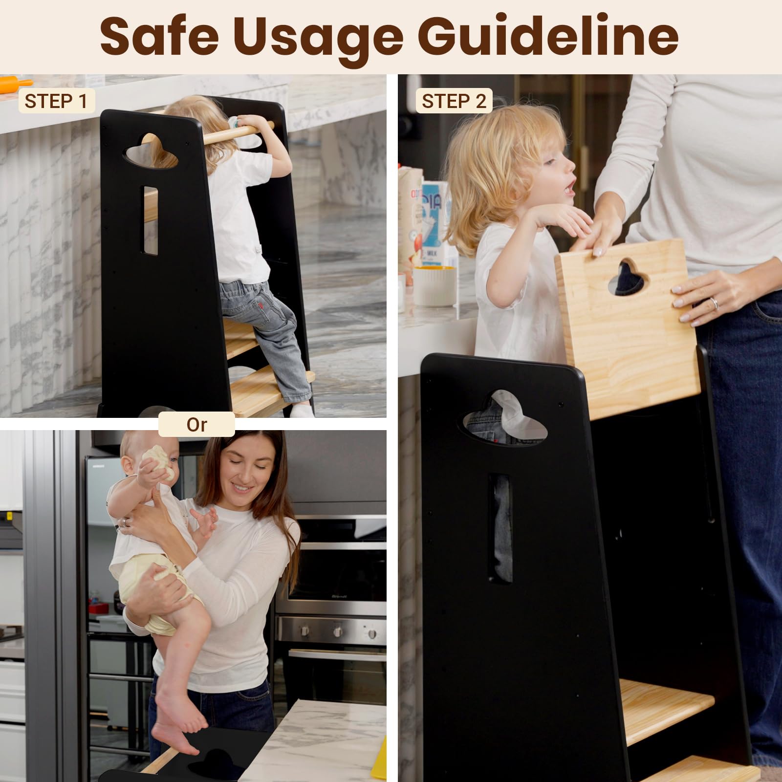 COSYLAND toddler standing tower supports family cooking and shared meals.