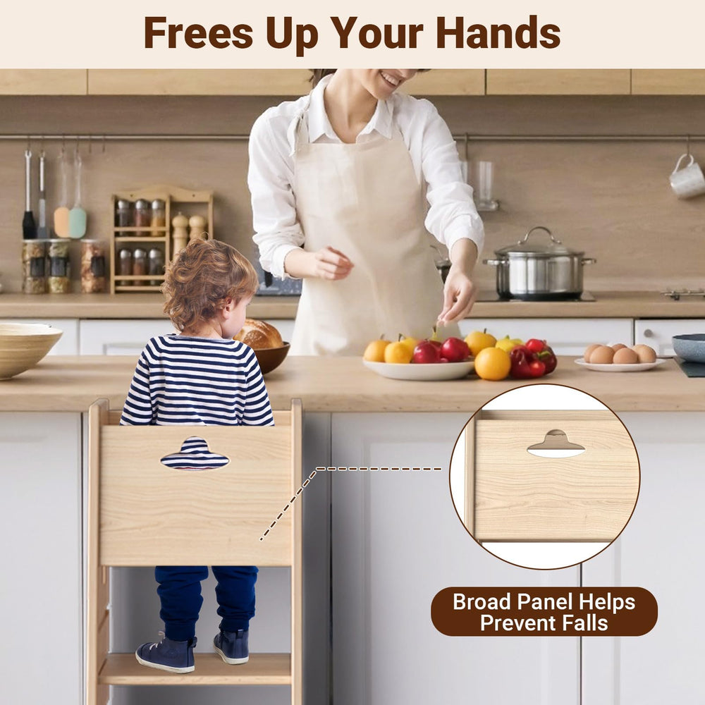 COSYLAND toddler standing tower front view ready to help at the counter.