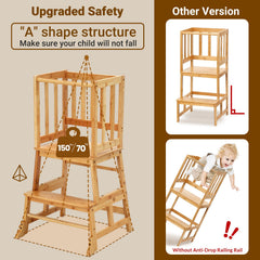 COSYLAND standing tower at kid height enables safe participation in daily chores.