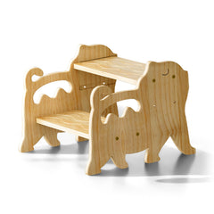 COSYLAND cat-design toddler stool in natural wood helps kids reach the sink safely.