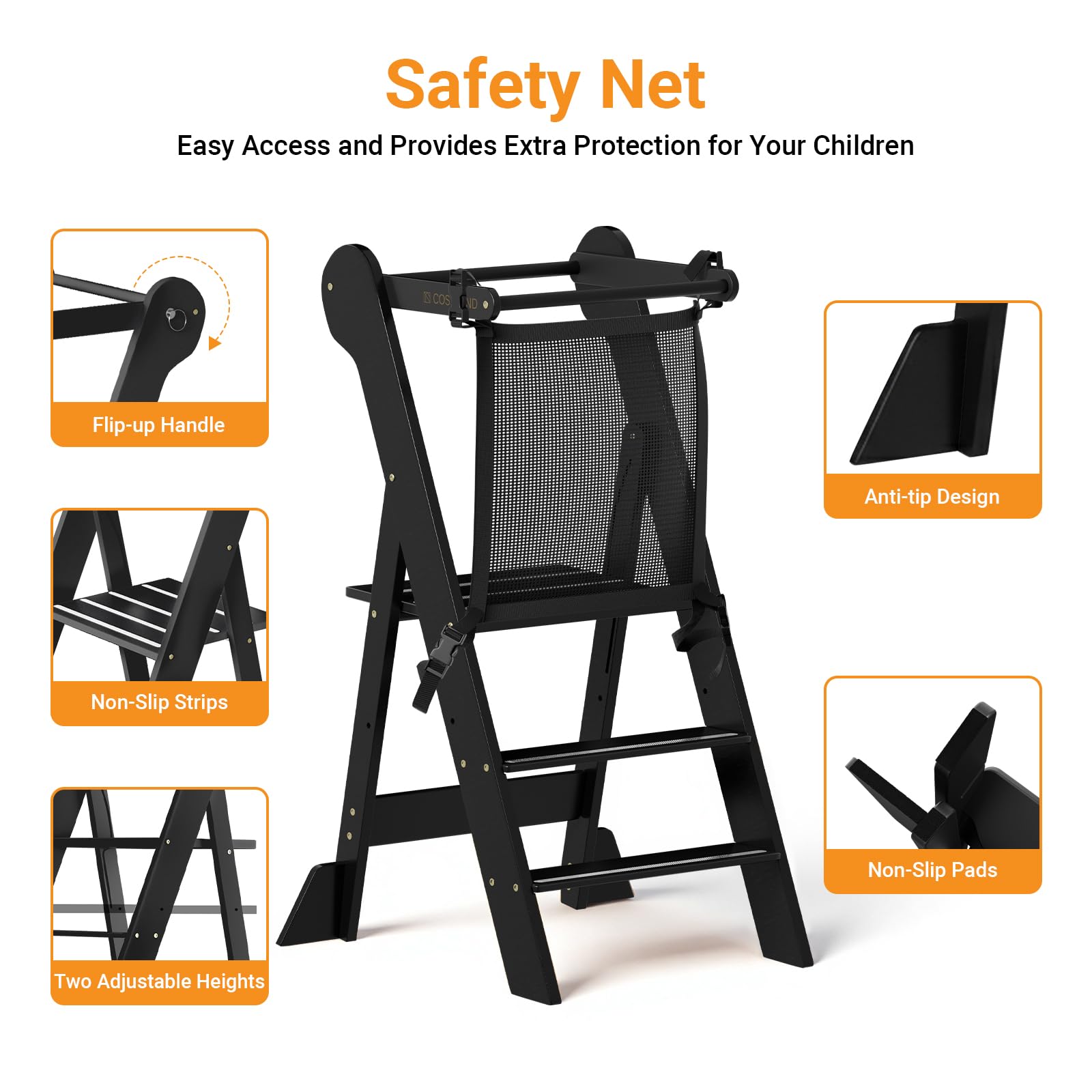 COSYLAND toddler stool height adjustable to grow with child.