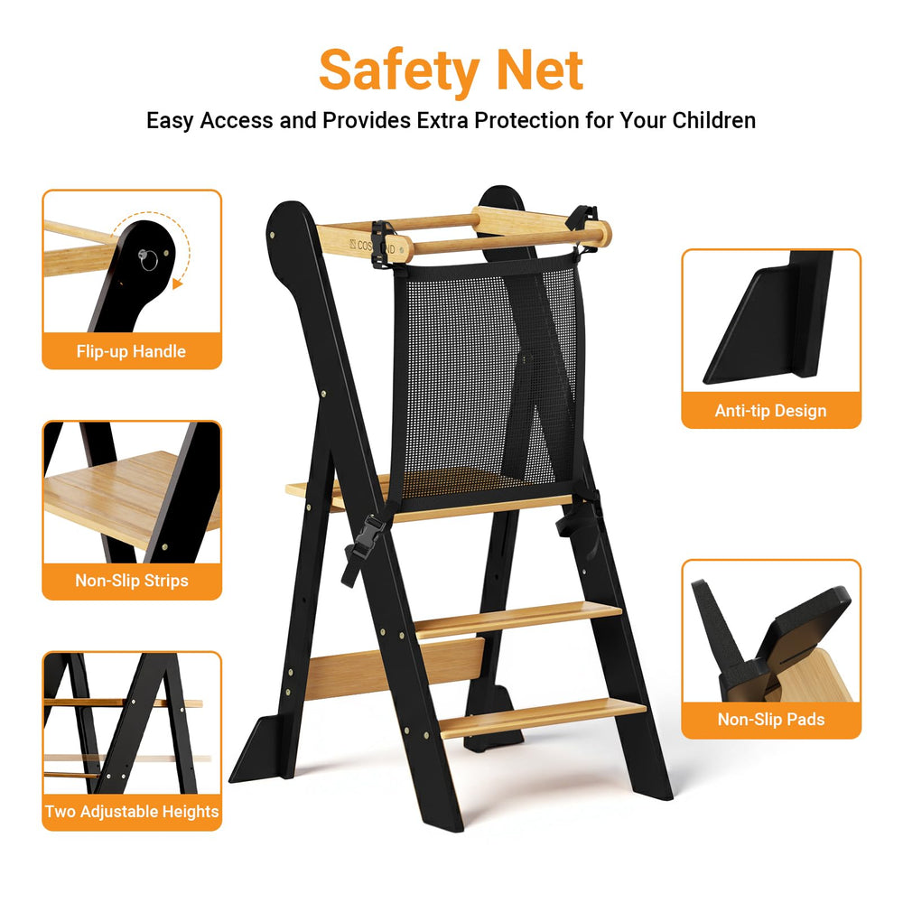 COSYLAND toddler stool at counter height helps kids reach sinks safely.