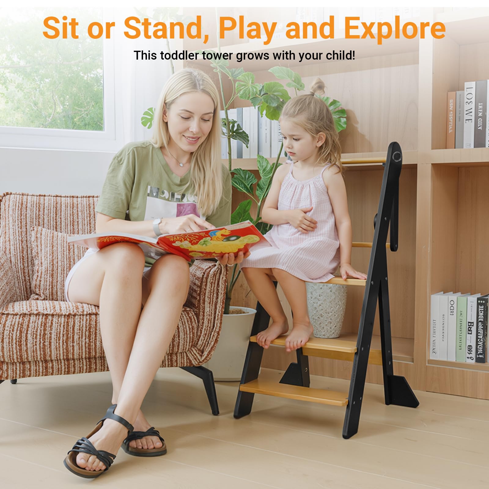COSYLAND toddler stool safety net and storage keep tiny items organized.