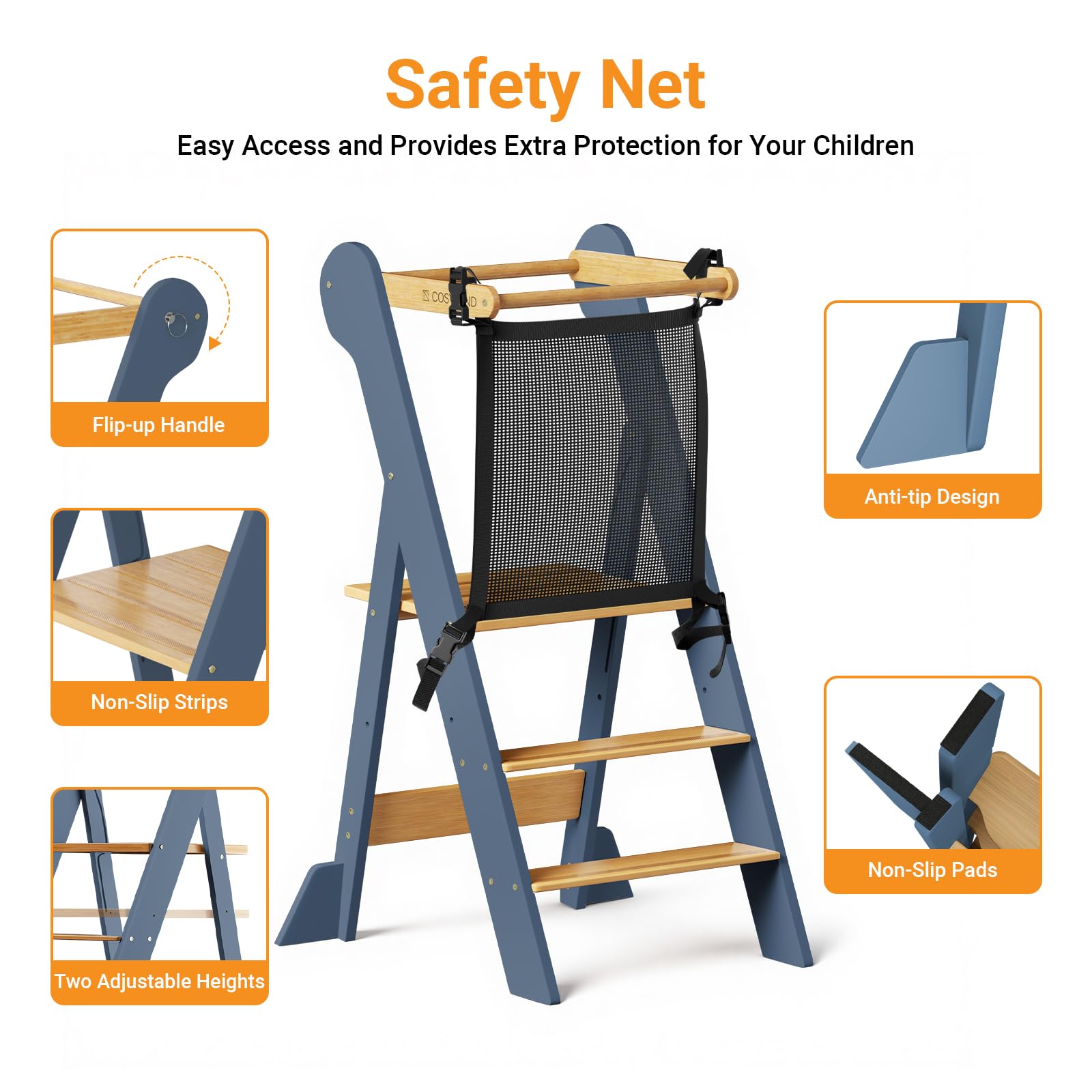 COSYLAND toddler-stool for sink use helps kids brush teeth or wash hands.