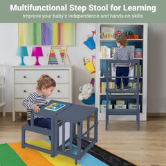 COSYLAND toddler stool with whiteboard-back invites doodling during cooking