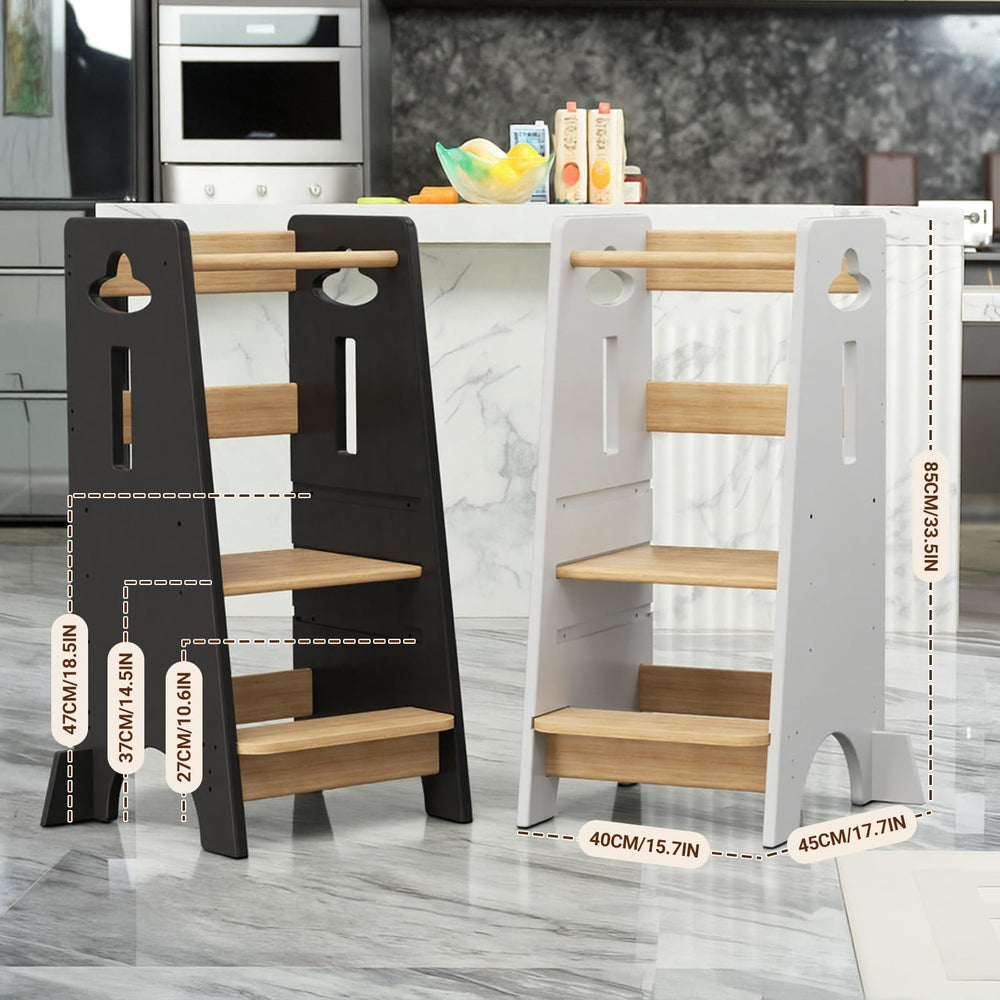 COSYLAND toddler using kitchen stool at counter for meal prep.