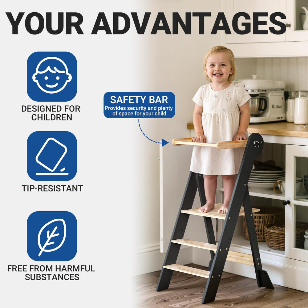 COSYLAND two-level platform adapts to sinks or counters for reach.