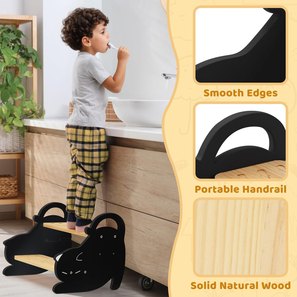 COSYLAND cat-style stool side view showing adjustable height for growing kids