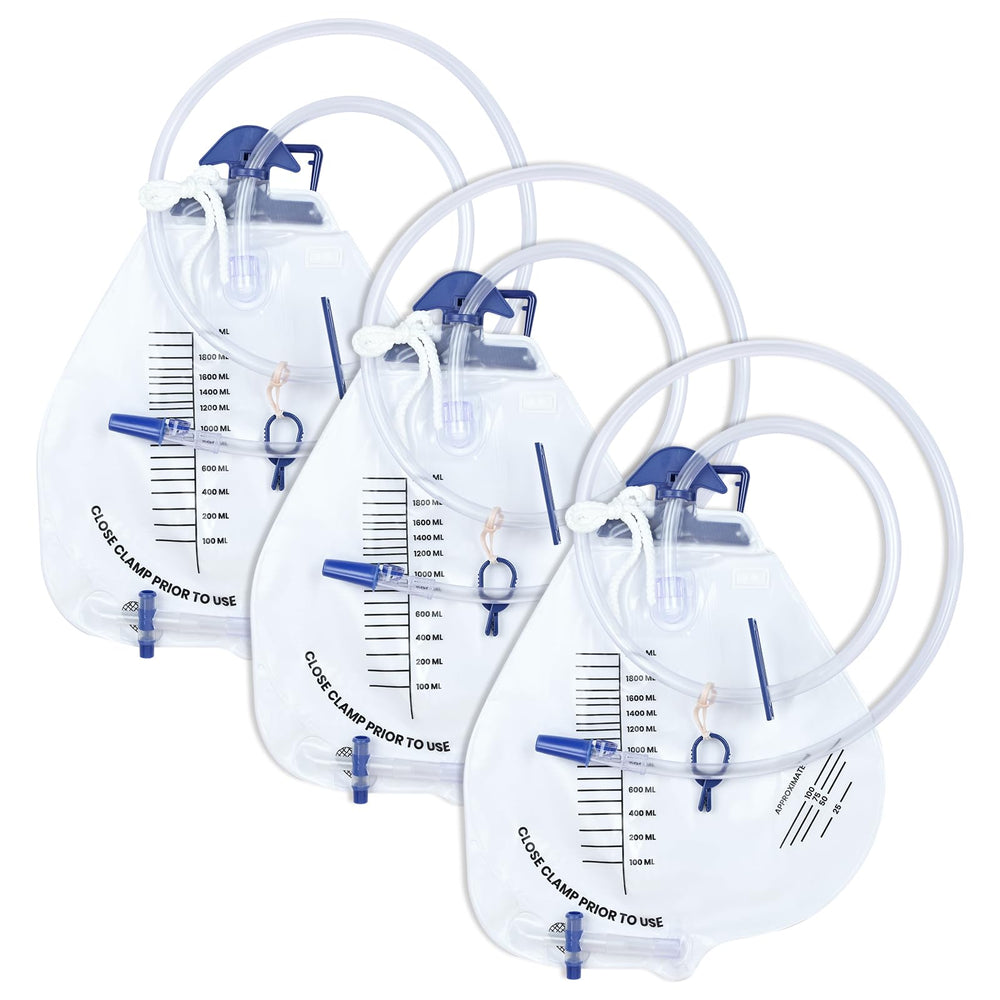 Cotchen 3-pack urinary drainage bag front view with large 2000 ml capacity for overnight care