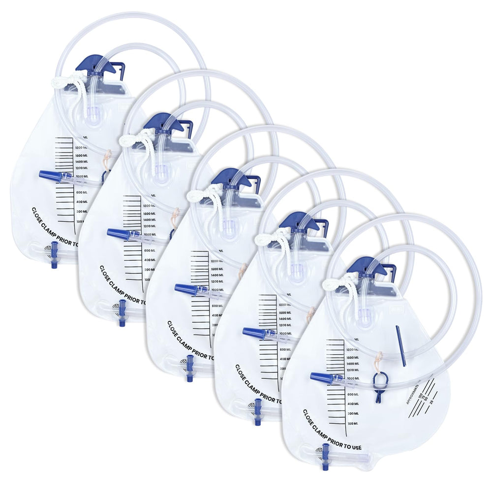 Cotchen 5-pack urine drainage bags with 2000ml capacity for overnight care.