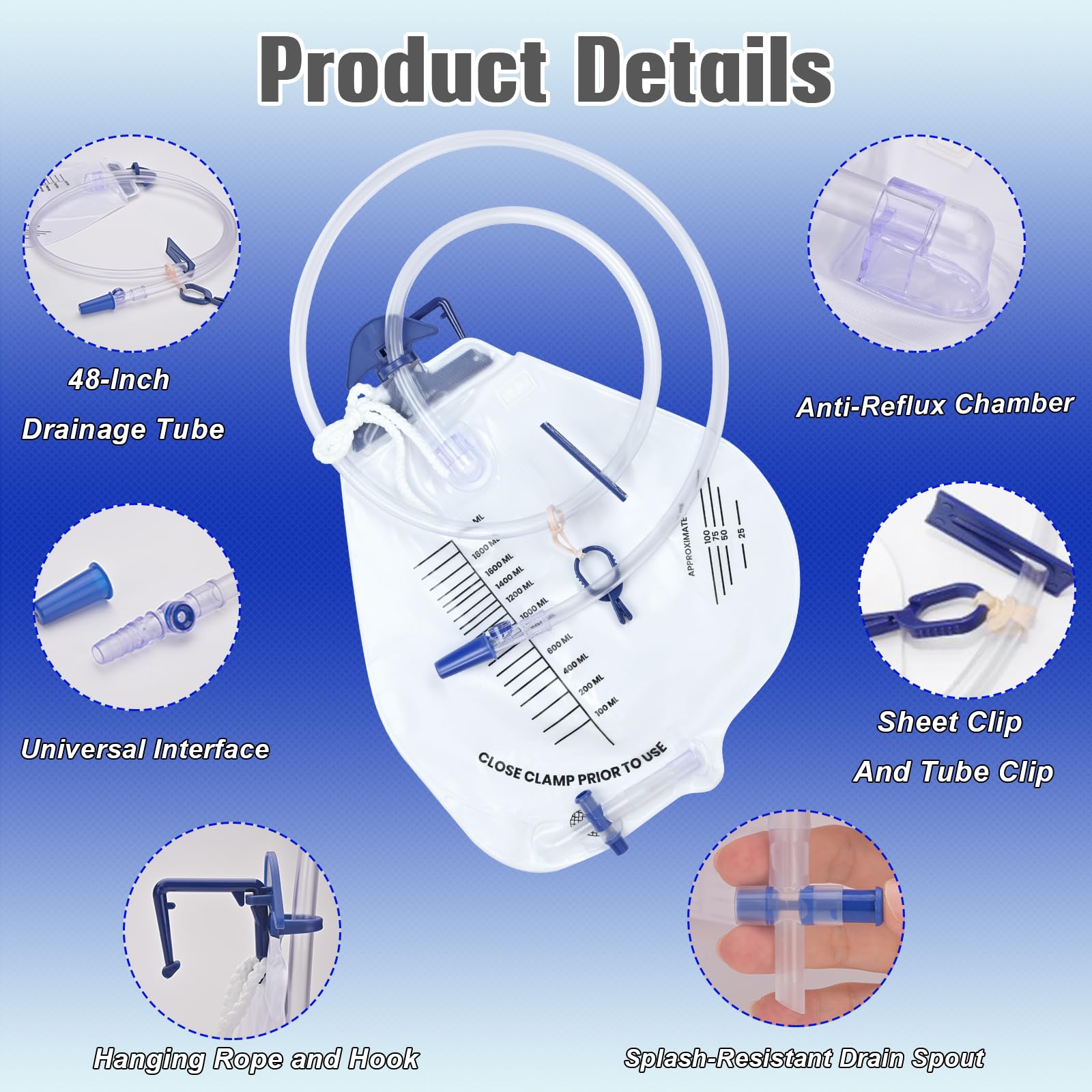 Cotchen bag hook and hanging rope for secure bedside placement.