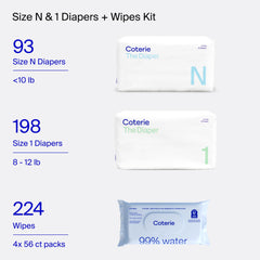 Coterie wipes with 99% water content for a soft, clean change.