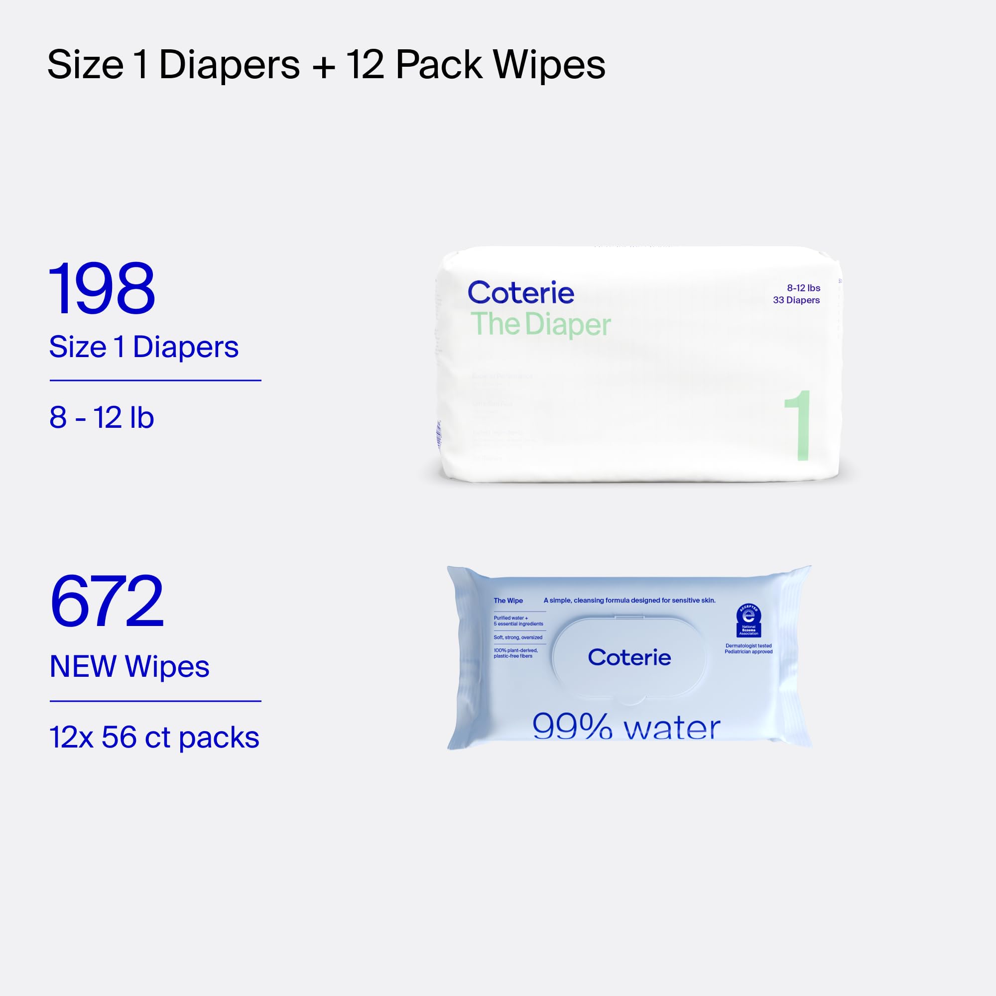 Close-up of Size 1 diapers showing ultra-soft material for sensitive skin.