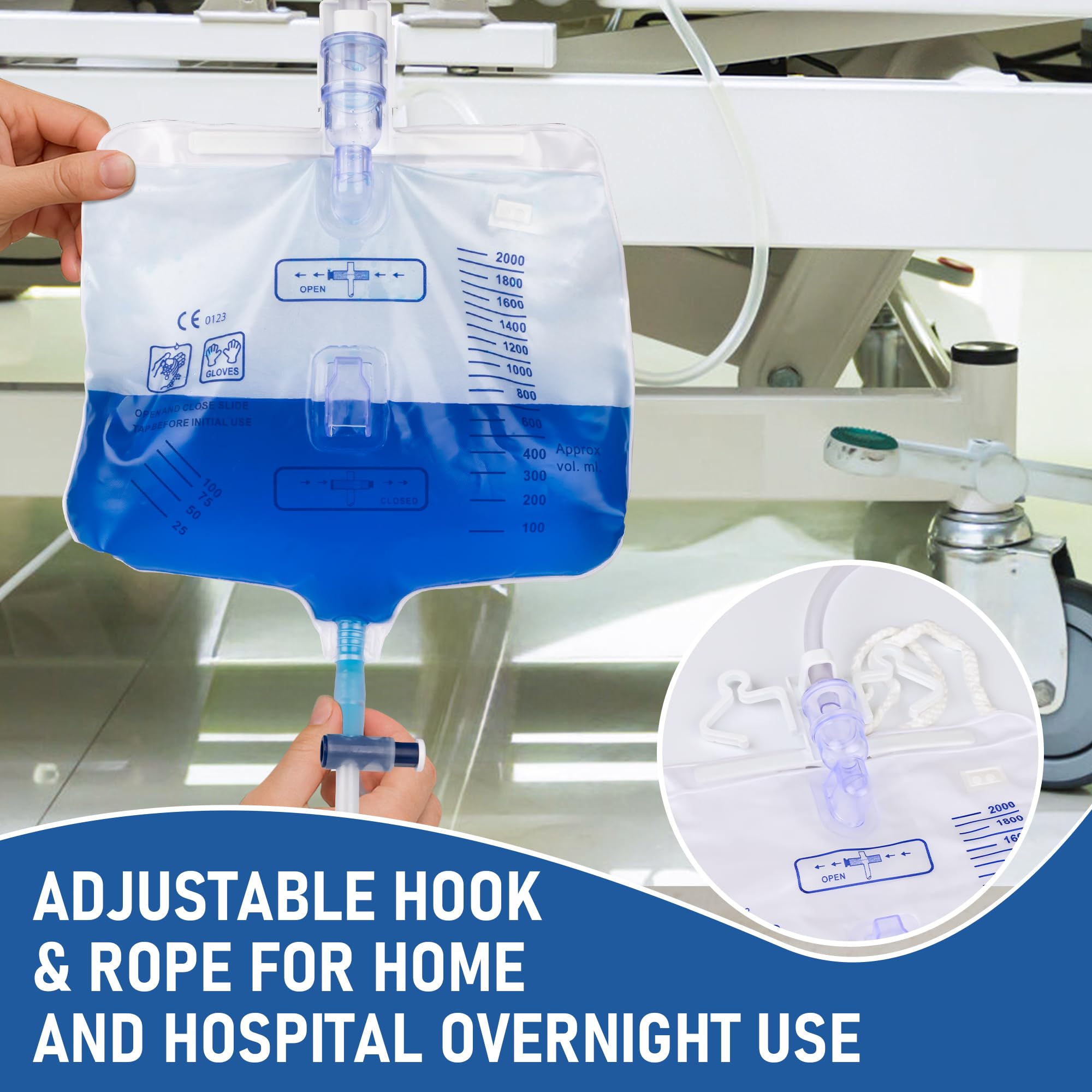 COTOM 2000mL bag features clear graduations for easy volume reading