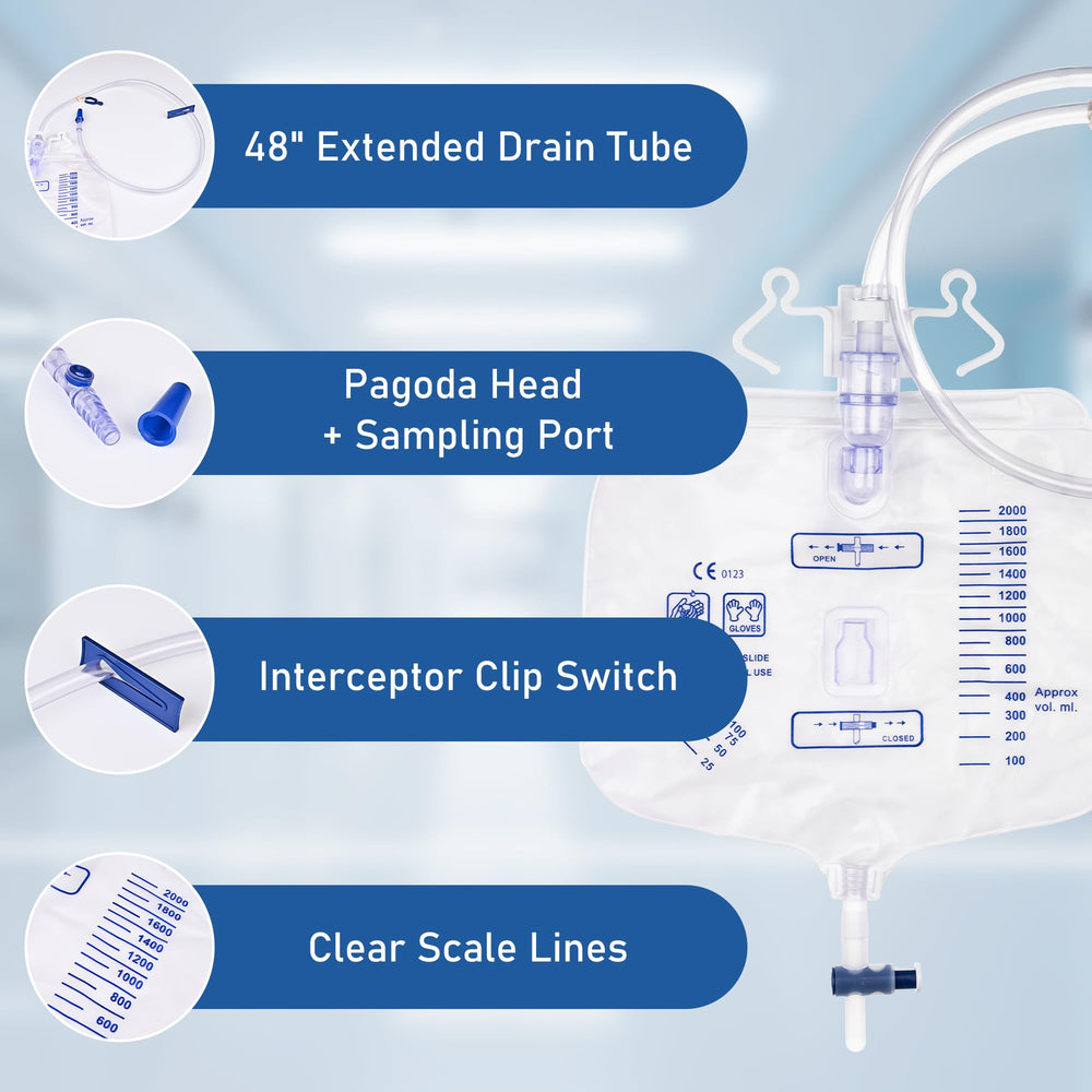 COTOM 48inch drainage tube showcases flexible, secure bedside attachment