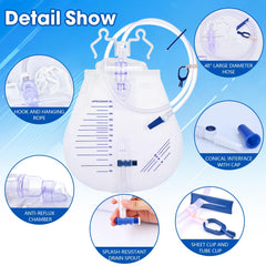 COTOM catheter bag showing dual hooks and hanging rope for versatile bedside setup.