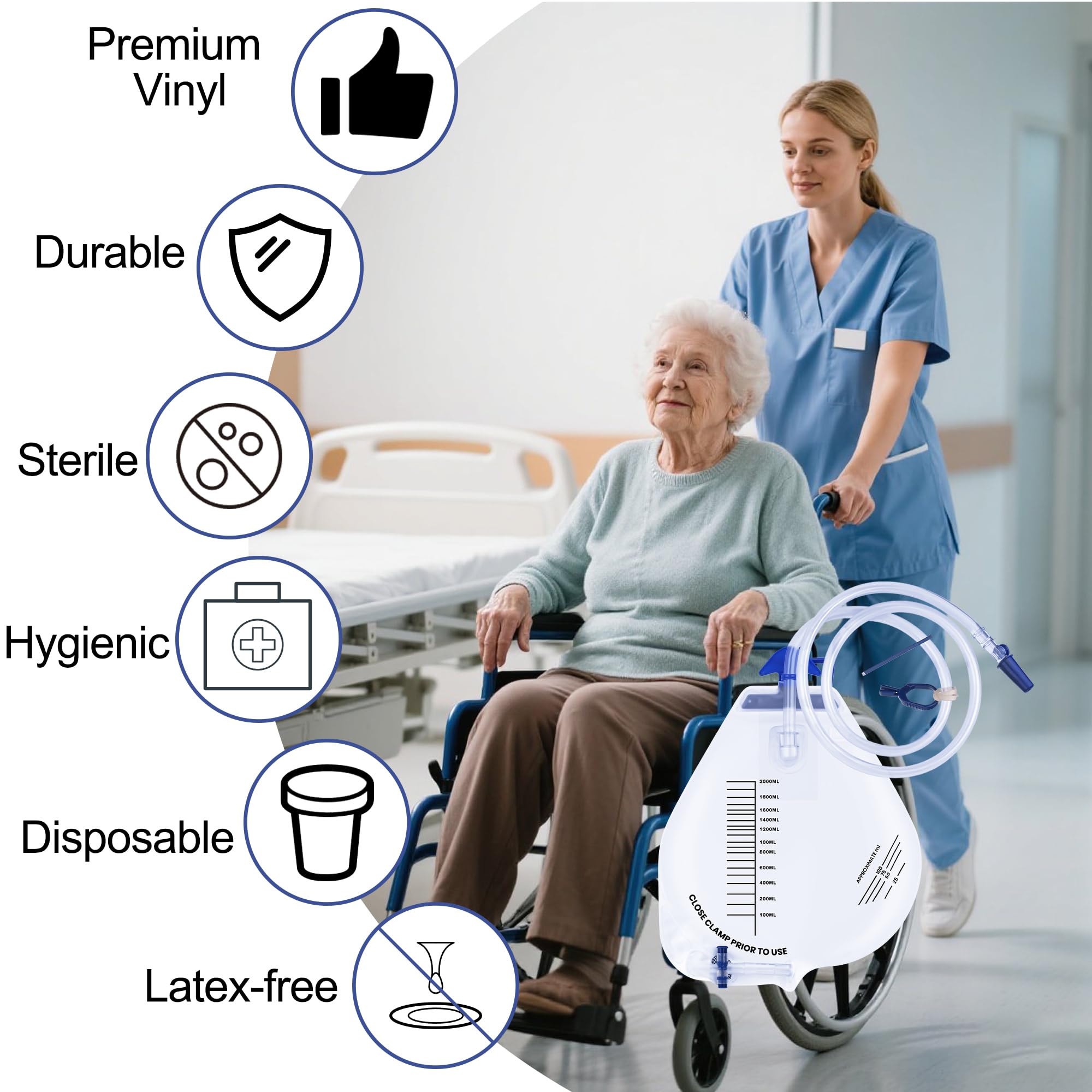 Sterile individually packaged COTOM catheter bags for travel and care