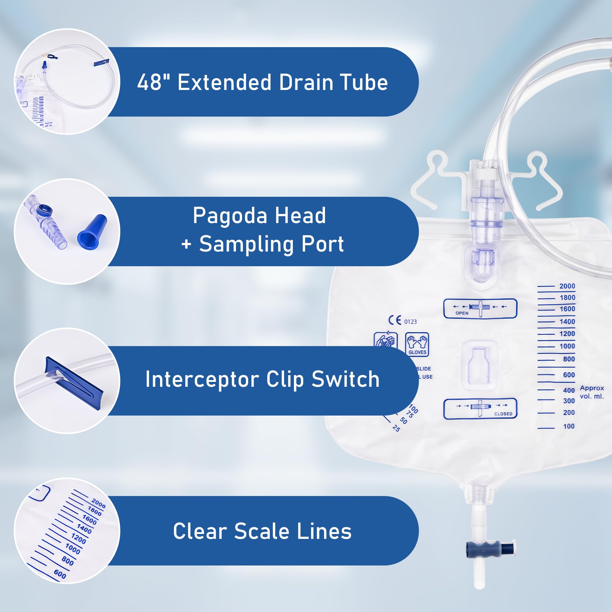 COTOM large-capacity 2000mL urine bag supports extended wear