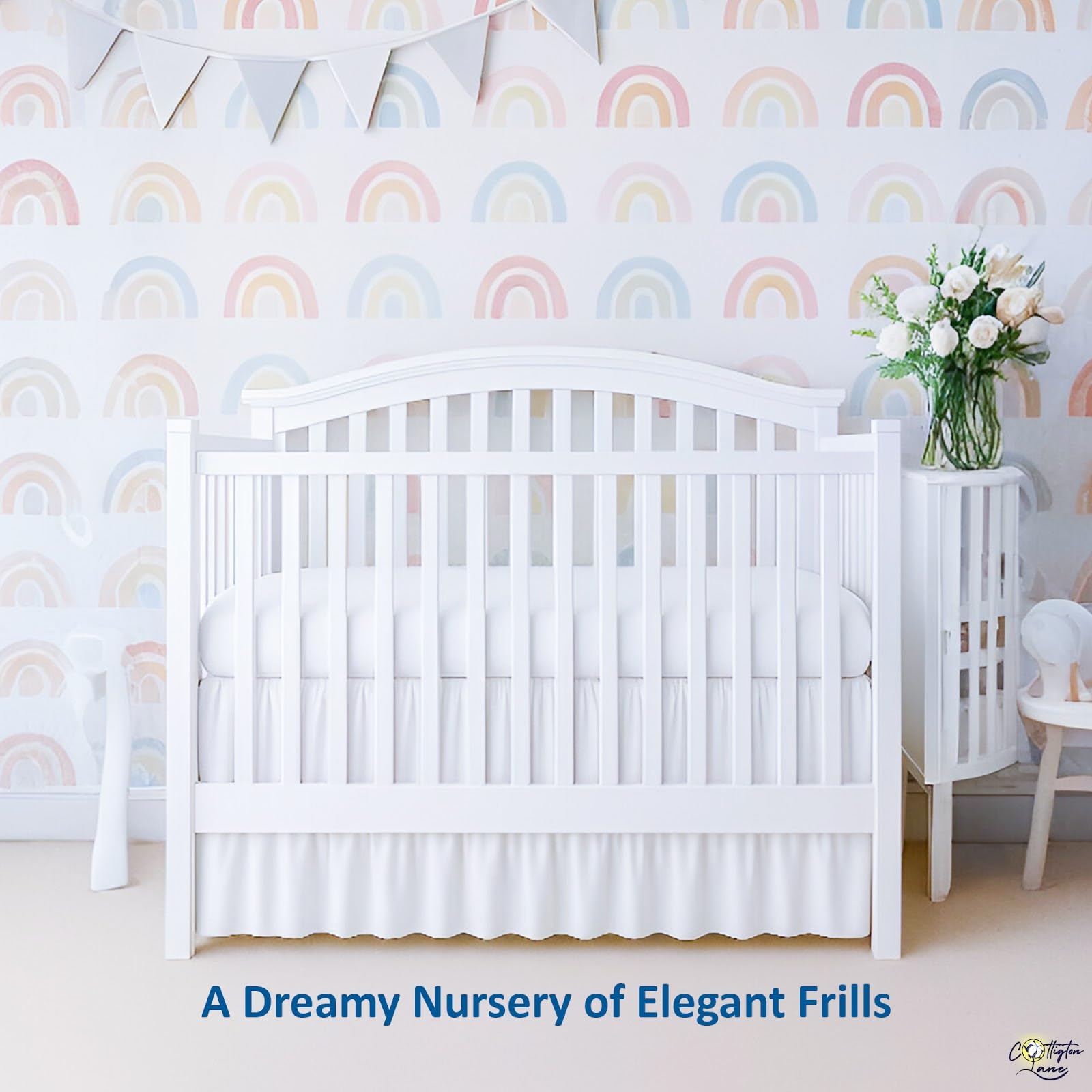 Cottington Lane 14-inch drop keeps bedding tidy while showcasing elegant ruffles.