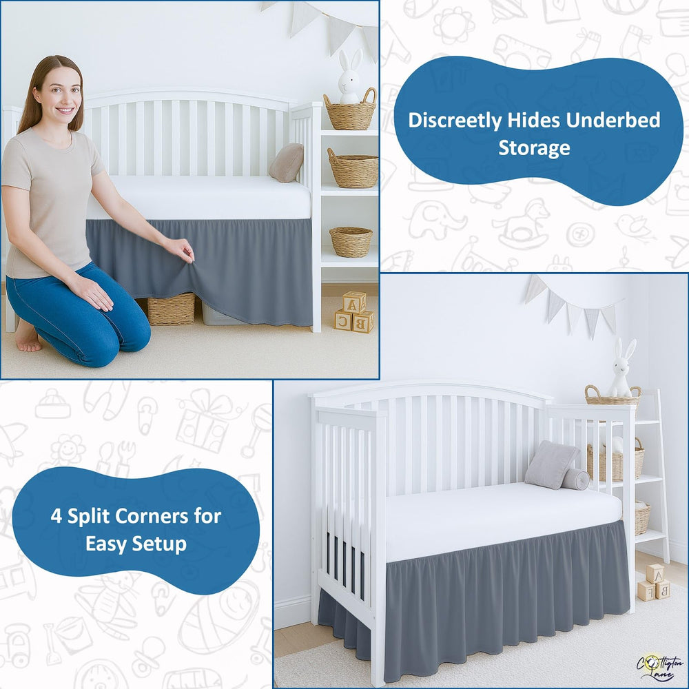 Cottington Lane four-sided coverage for tidy under-crib space