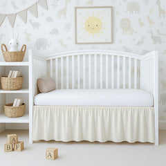 Cottington Lane Ivory crib skirt dust ruffle close-up showing soft cotton finish