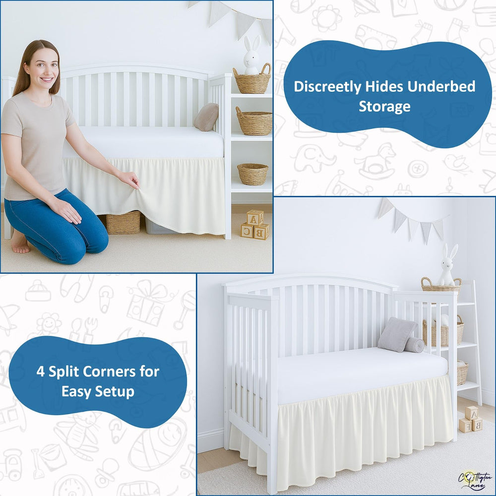 Cottington Lane Ivory crib skirt elegant ruffle design for nursery style