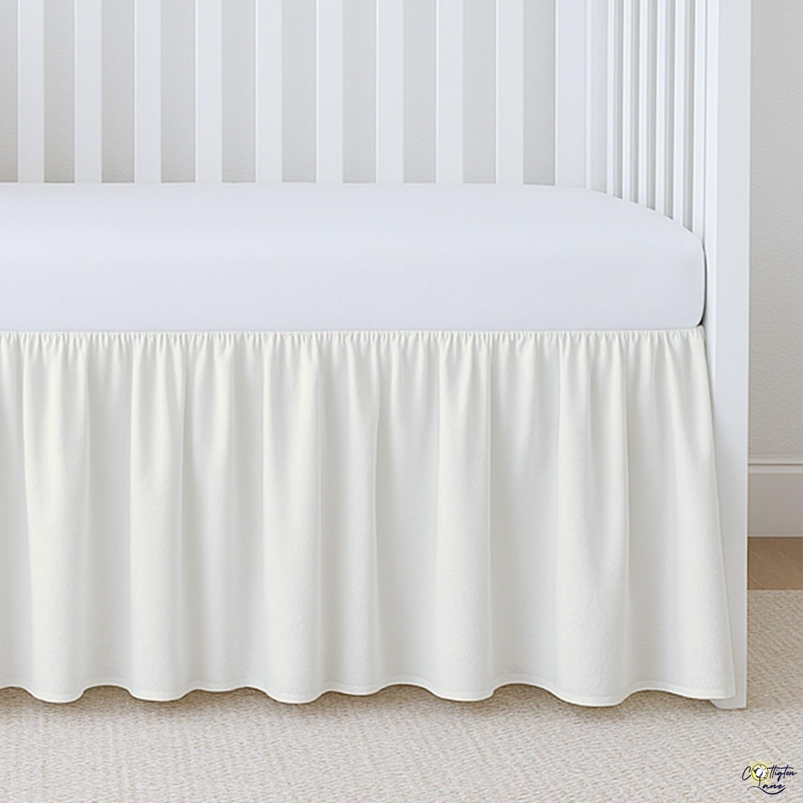 Cottington Lane Ivory crib skirt fits standard crib 28x52
