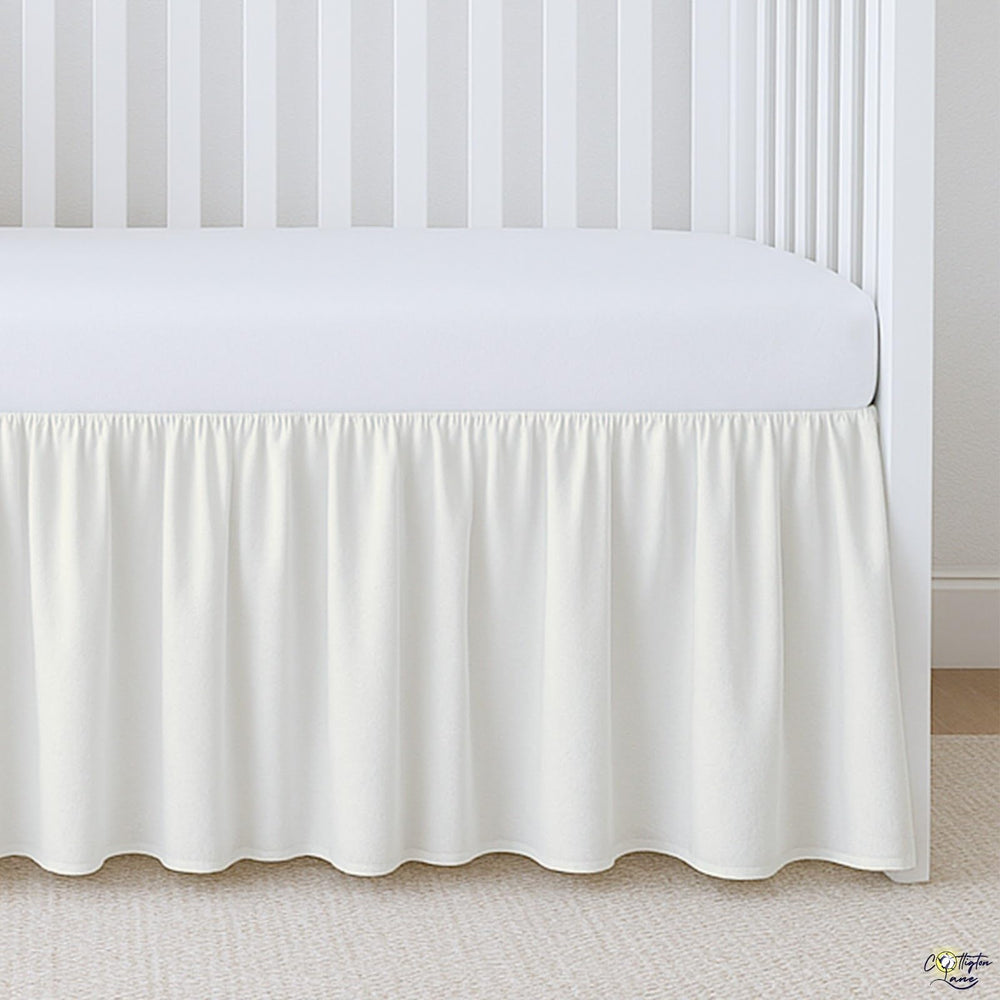 Cottington Lane Ivory crib skirt fits standard crib 28x52