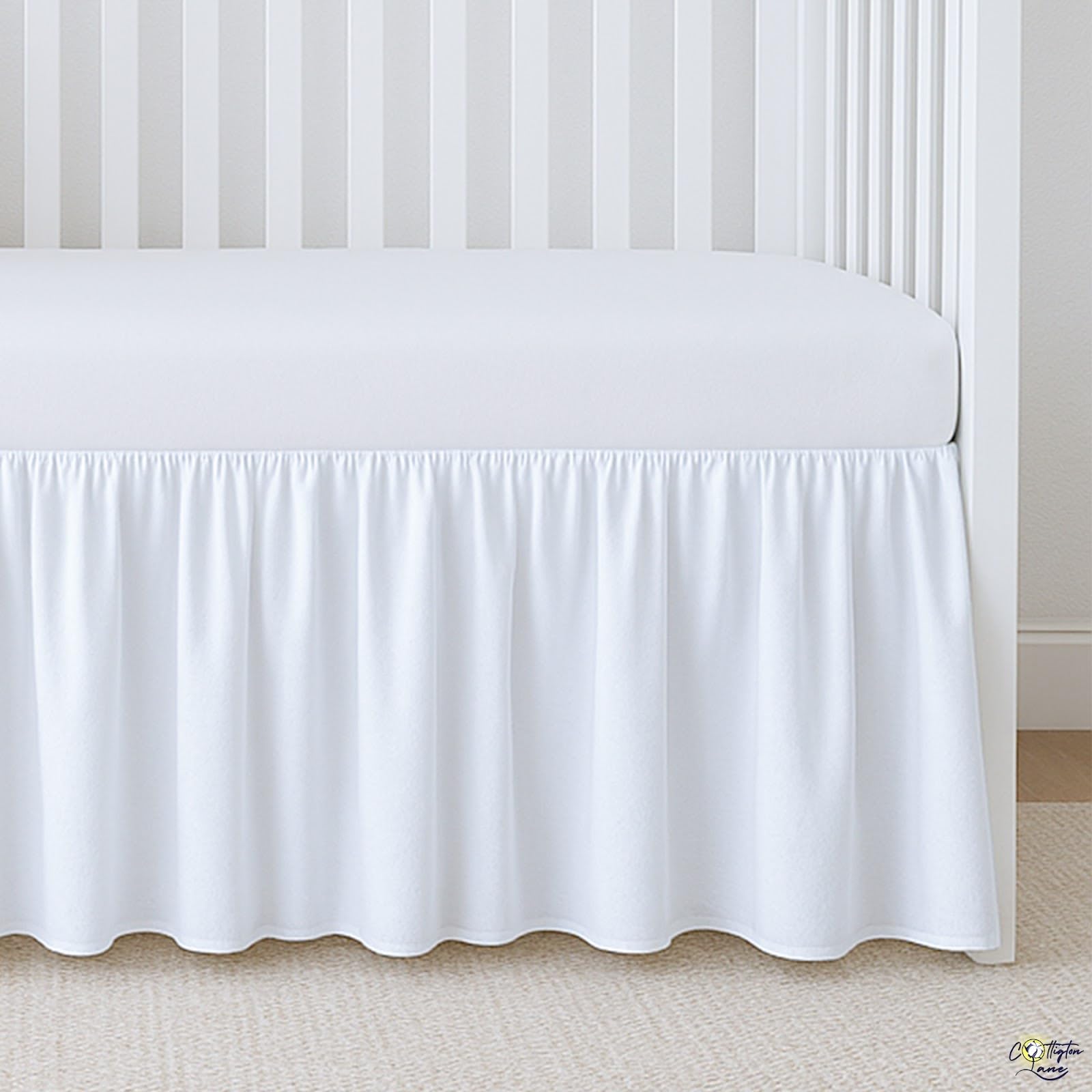Cottington Lane ruffled finish adds nursery charm without compromising function.